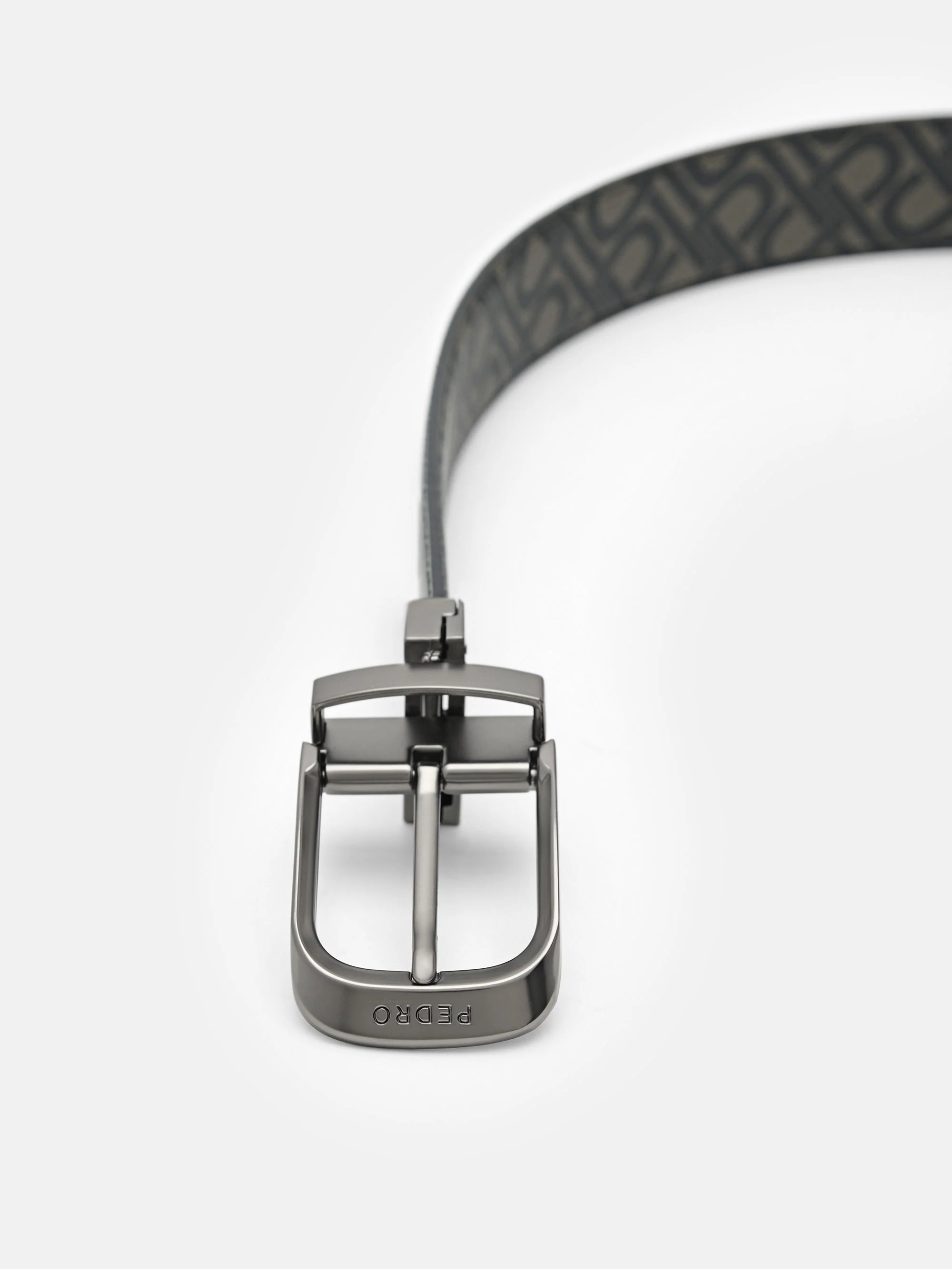 Embossed Leather Reversible Pin Belt - Image 3