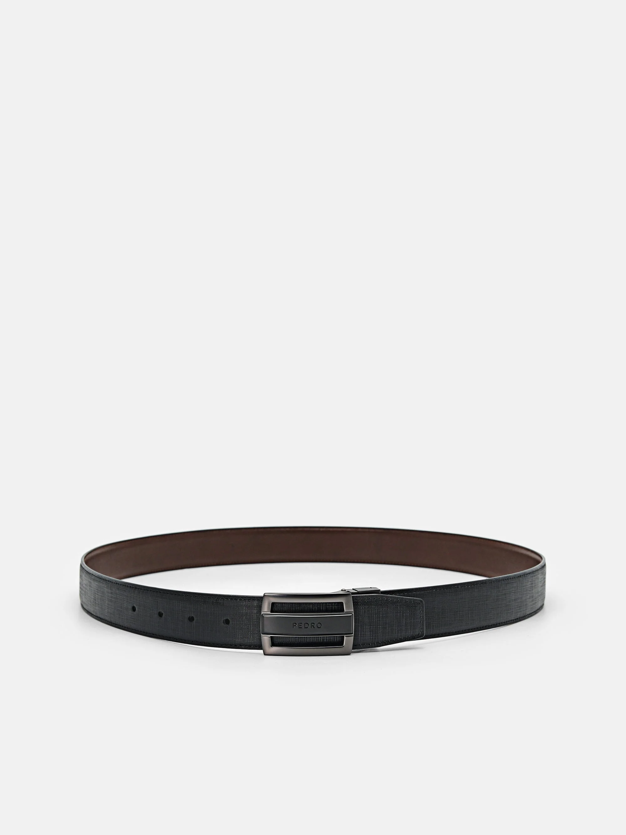 Grid Leather Reversible Tang Belt - Image 4